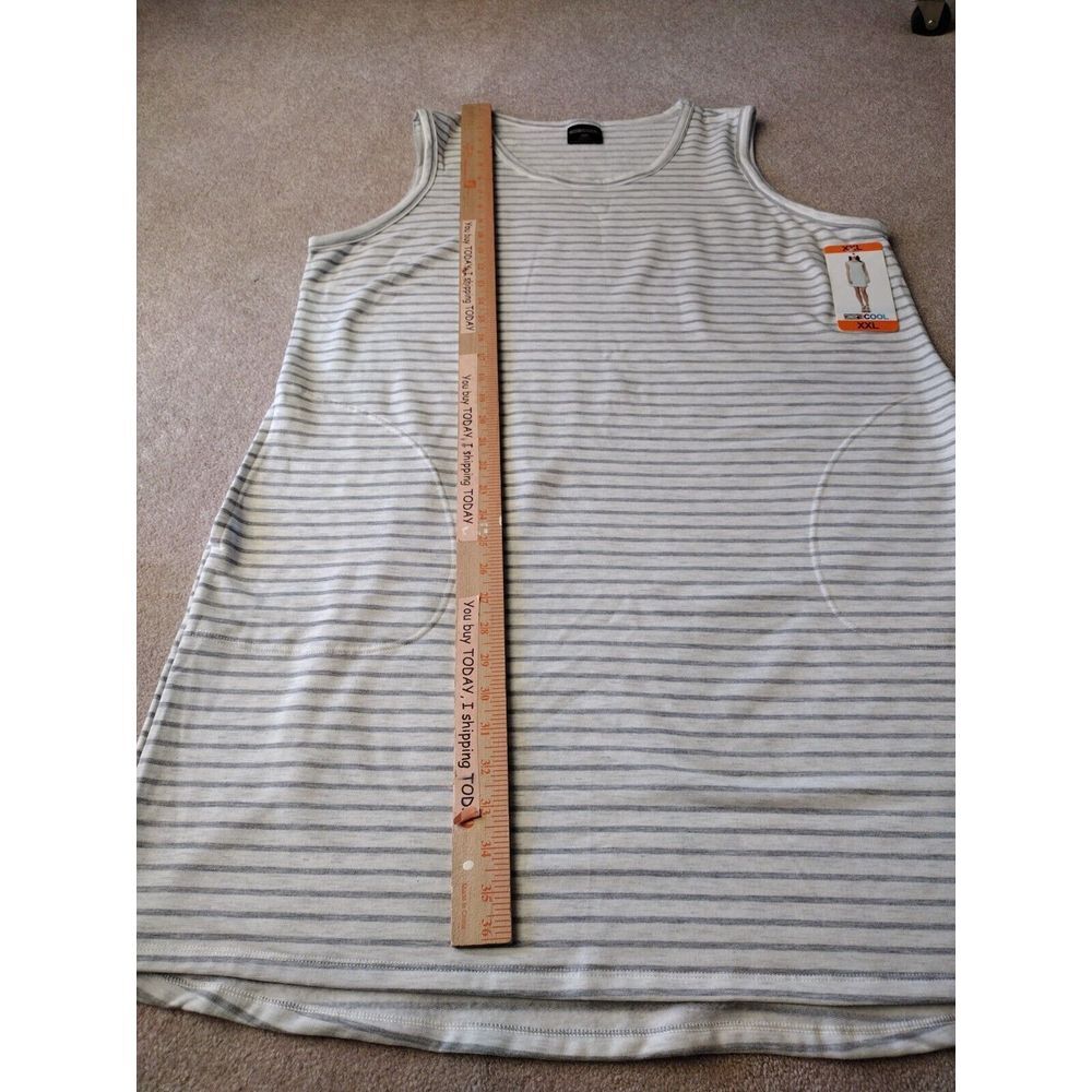 32 Degree Cool Tunic Women's 2XL Gray White Striped Dress Cover Up Pockets Beach - Picture 4 of 6